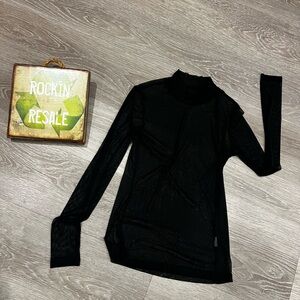 Black Mesh Long Sleeve Top